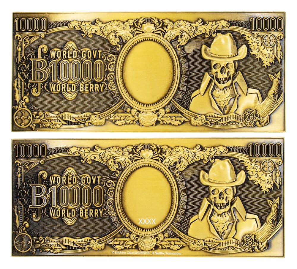 One Piece Replica 10,000 World Berry Metal Banknote 6 x 15 cm