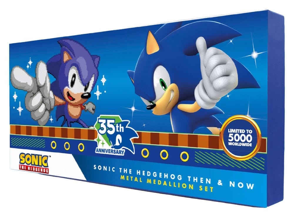 Sonic the Hedgehog Medallion Set 35th Anniversary Then & Now Limited Edition