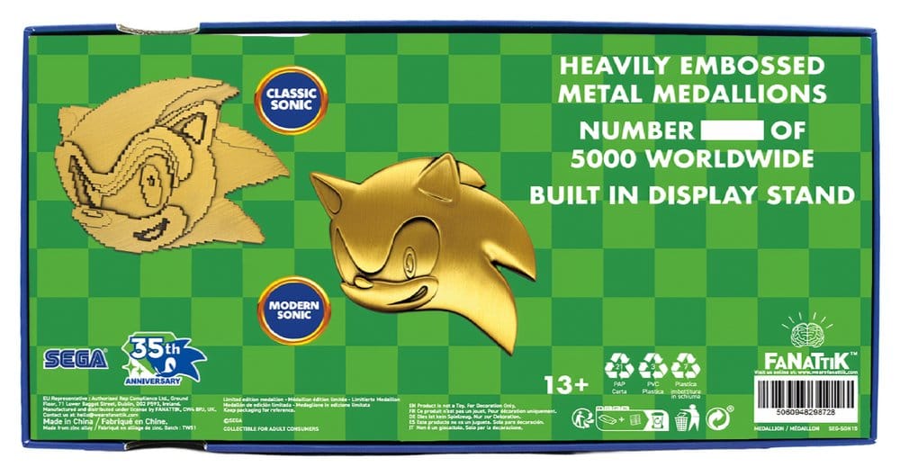 Sonic the Hedgehog Medallion Set 35th Anniversary Then & Now Limited Edition