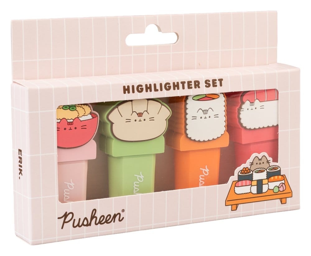 Pusheen Highlighters with Topper Sushi Roll Set of 4