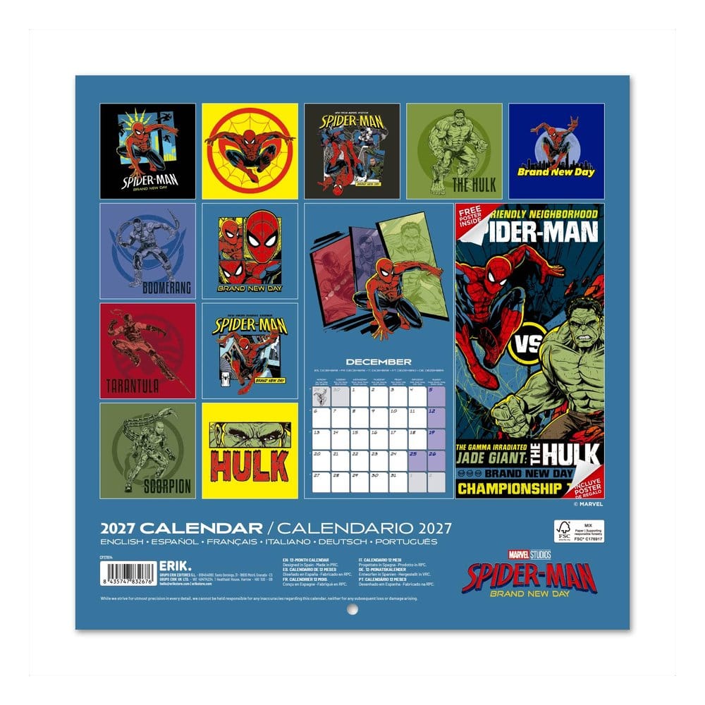 Spider-Man Wall Calendar 2027 30 x 30 cm