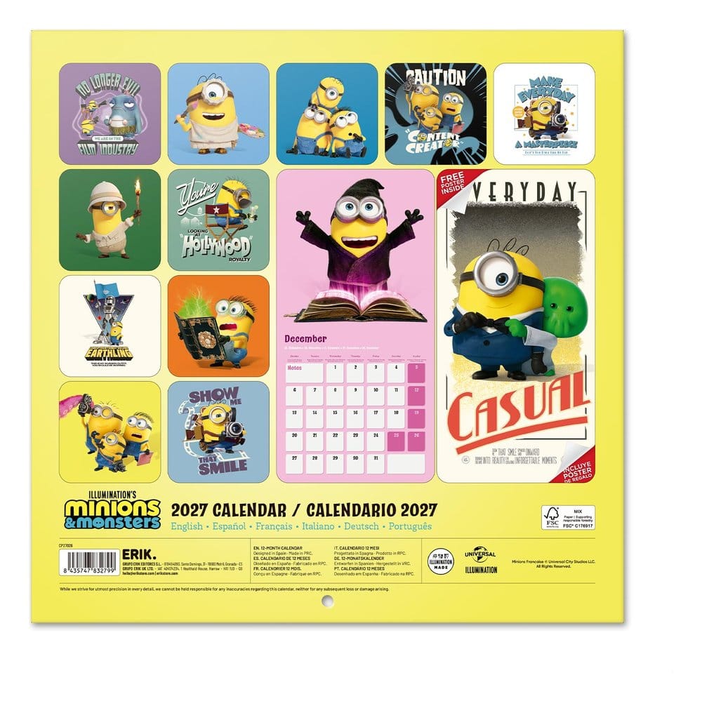 Minions Wall Calendar 2027 30 x 30 cm