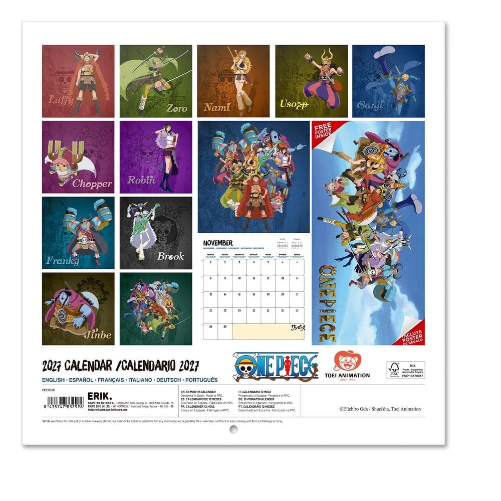 One Piece Wall Calendar 2027 30 x 30 cm