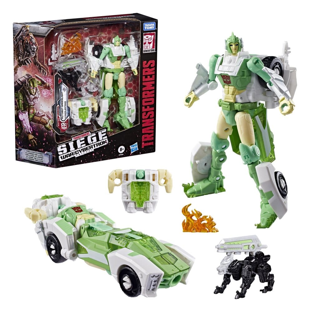 Transformers Generations War for Cybertron: Siege Deluxe Class Action Figure WFC-S15 Autobot Greenlight & Battle Masters Dazzlestrike 14 cm