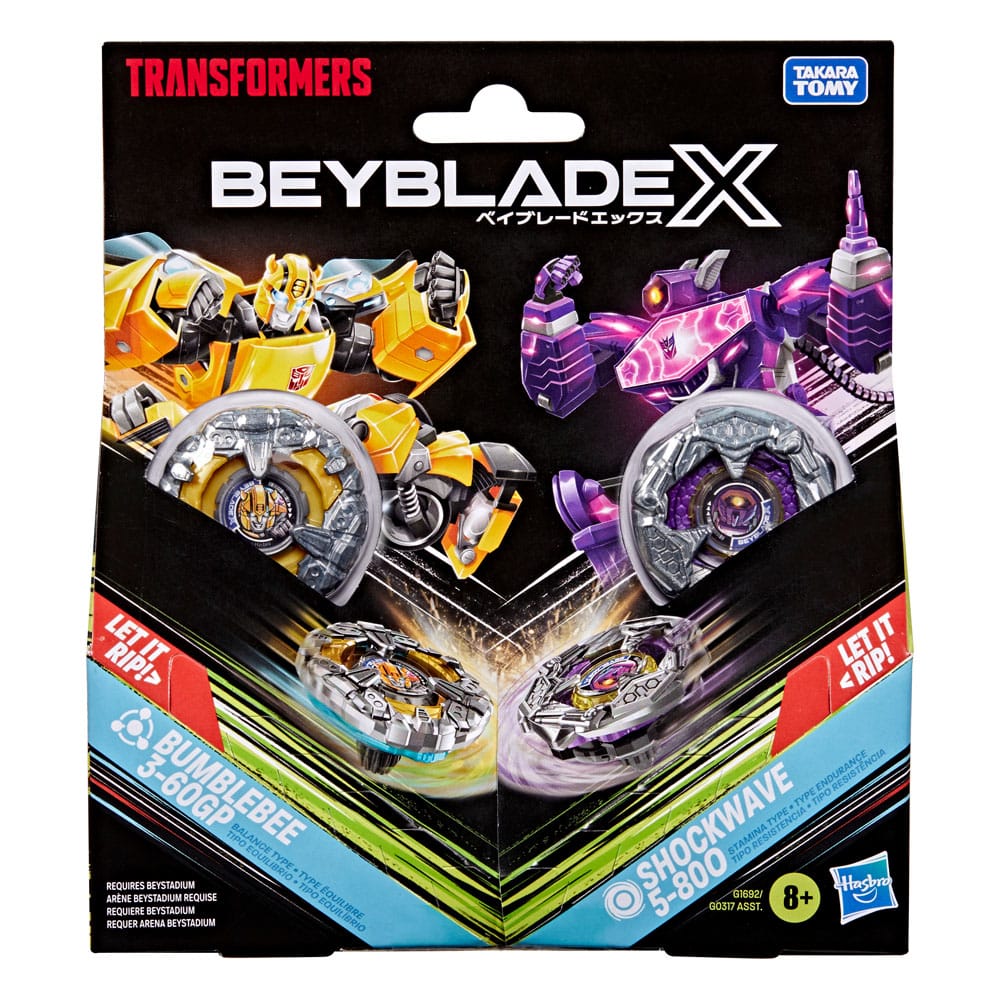 Beyblade X and Transformers Collab Bumblebee 3-60GP vs. Shockwave 5-80O