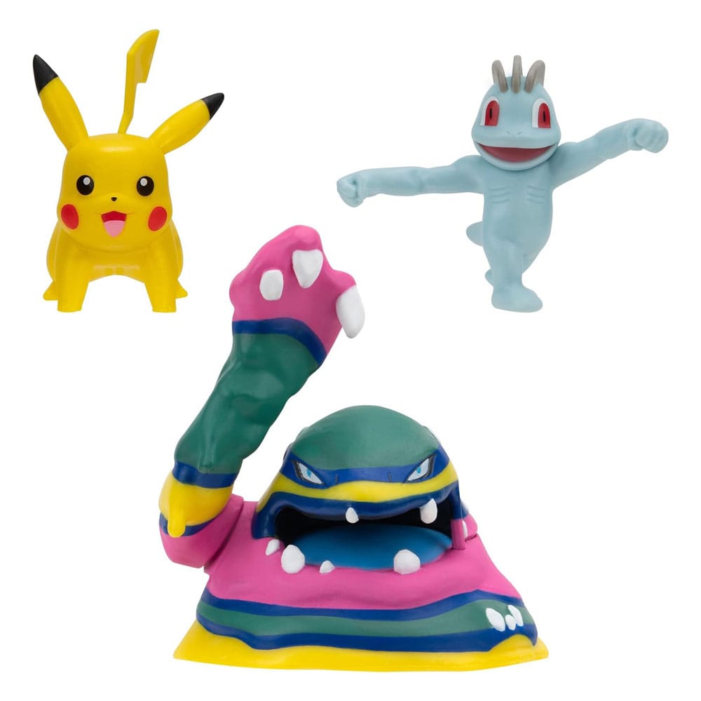 Pokémon Battle Figure Set 3-Pack Machop, Pikachu #1, Alolan Muk 5 cm