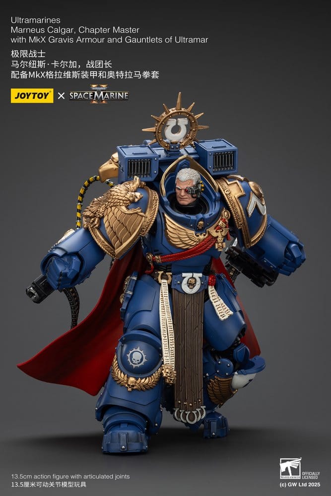 Warhammer 40k Action Figure Ultramarines Marneus Calgar Chapter Master with MKX Gravis Armour and Gauntlets of Ultramar 20 cm