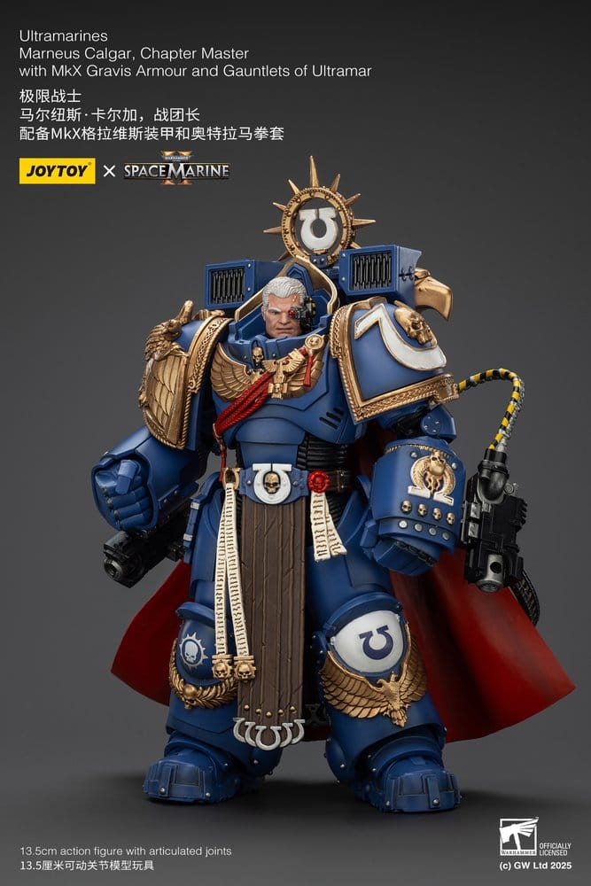 Warhammer 40k Action Figure Ultramarines Marneus Calgar Chapter Master with MKX Gravis Armour and Gauntlets of Ultramar 20 cm