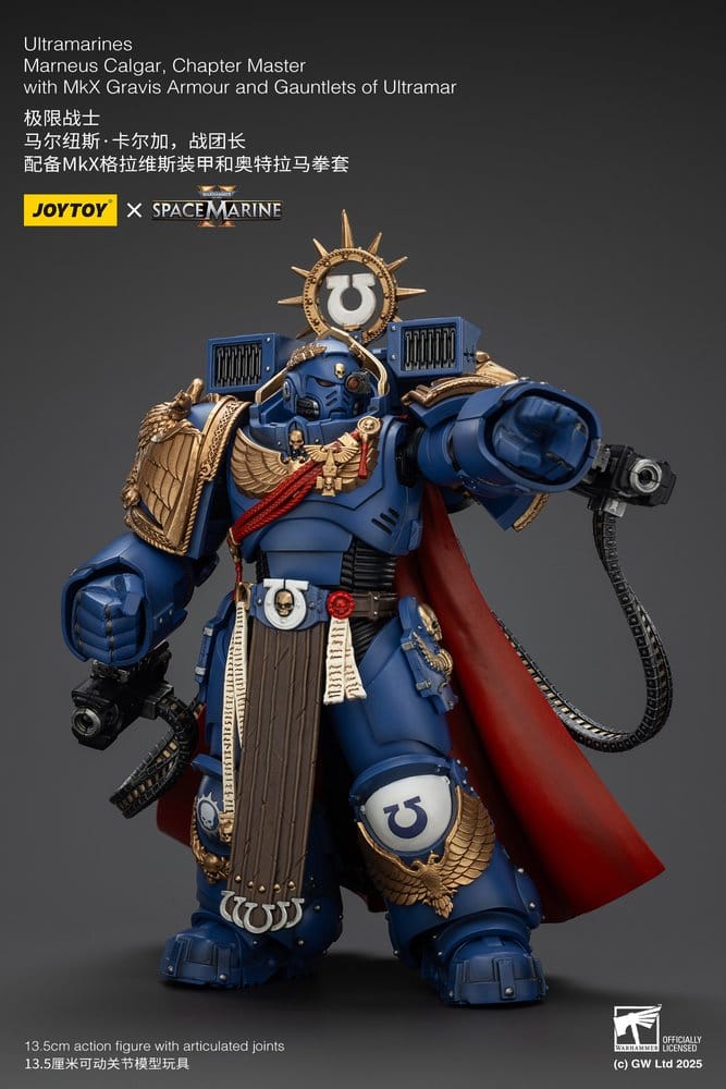 Warhammer 40k Action Figure Ultramarines Marneus Calgar Chapter Master with MKX Gravis Armour and Gauntlets of Ultramar 20 cm