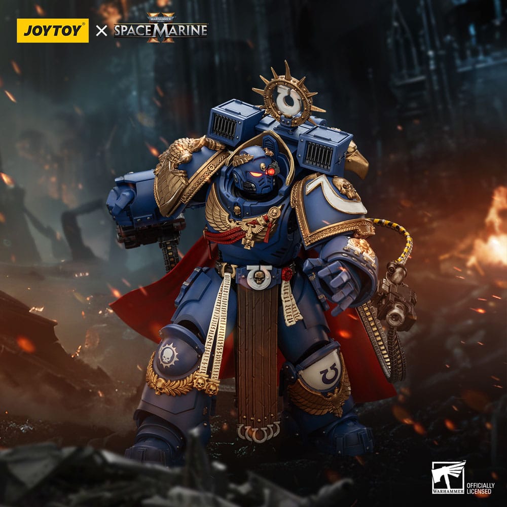 Warhammer 40k Action Figure Ultramarines Marneus Calgar Chapter Master with MKX Gravis Armour and Gauntlets of Ultramar 20 cm