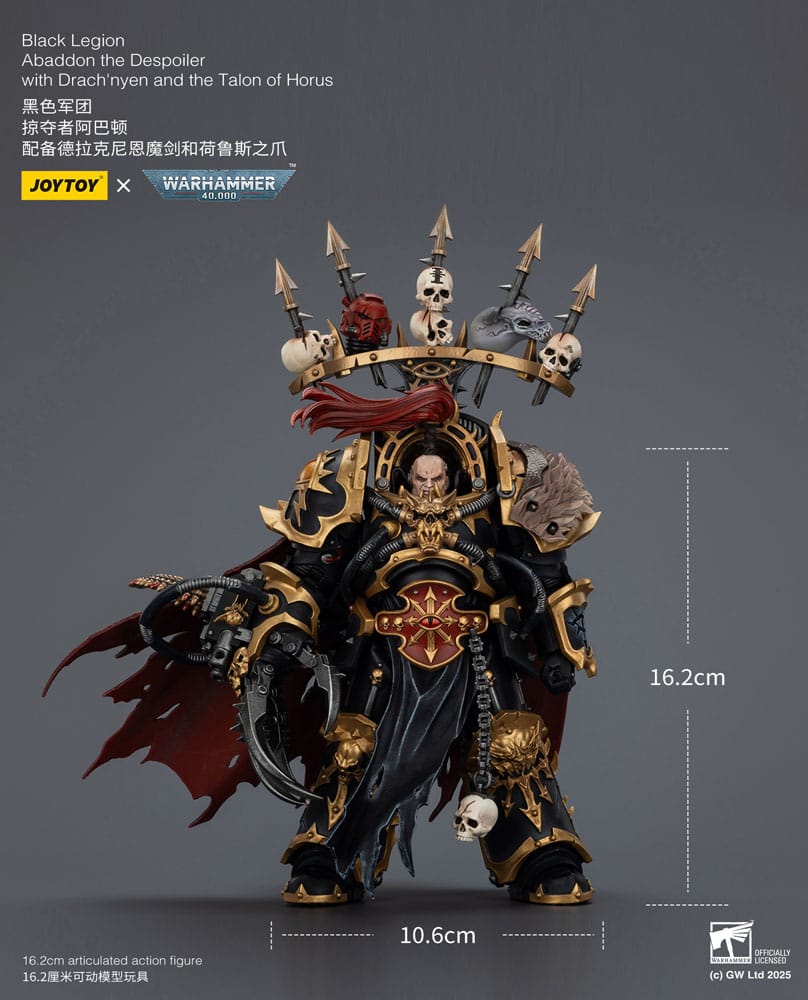 Warhammer 40,000 Action Figure Black Legion Abaddon the Despoiler with Drach'nyen and Talon 16 cm