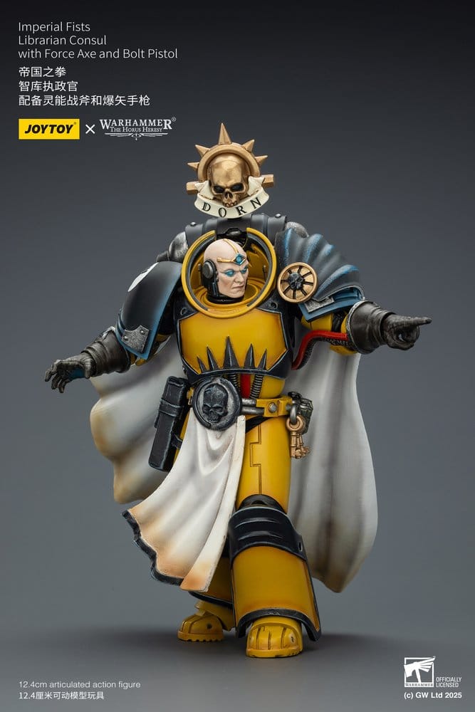 Warhammer Imperial Fists Action Figure Librarian Consul with Force Axe and Bolt Pistol 12 cm