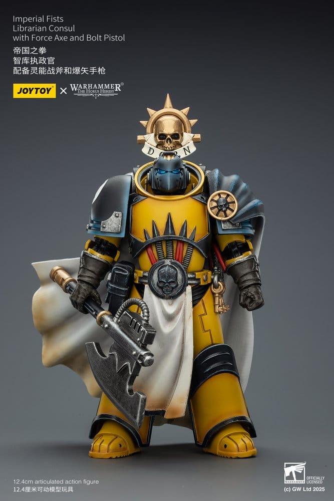 Warhammer Imperial Fists Action Figure Librarian Consul with Force Axe and Bolt Pistol 12 cm