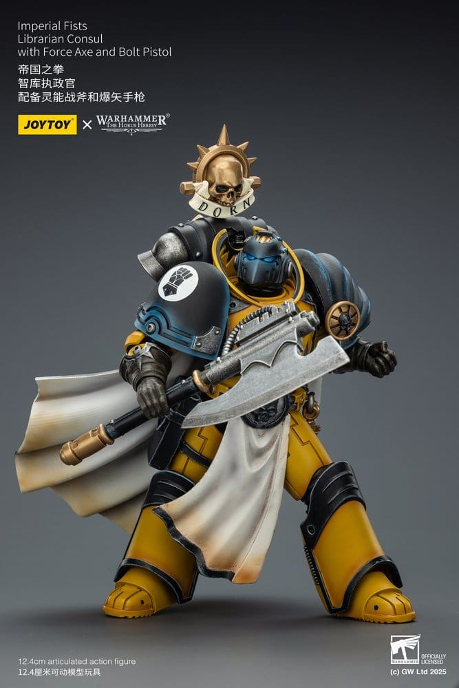 Warhammer Imperial Fists Action Figure Librarian Consul with Force Axe and Bolt Pistol 12 cm