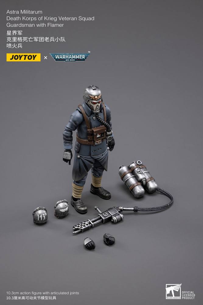 Warhammer 40k Action Figure 1/18 Death Korps of Krieg Veteran Squad Guardsman with Flamer 10 cm