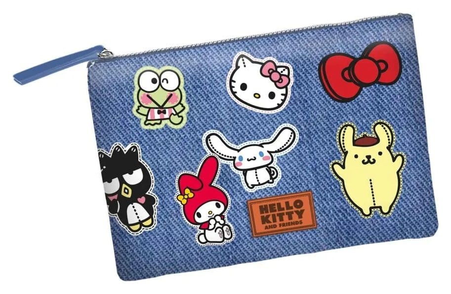 Sanrio Soleil Toiletry Bag Hello Kitty Stickers Blue
