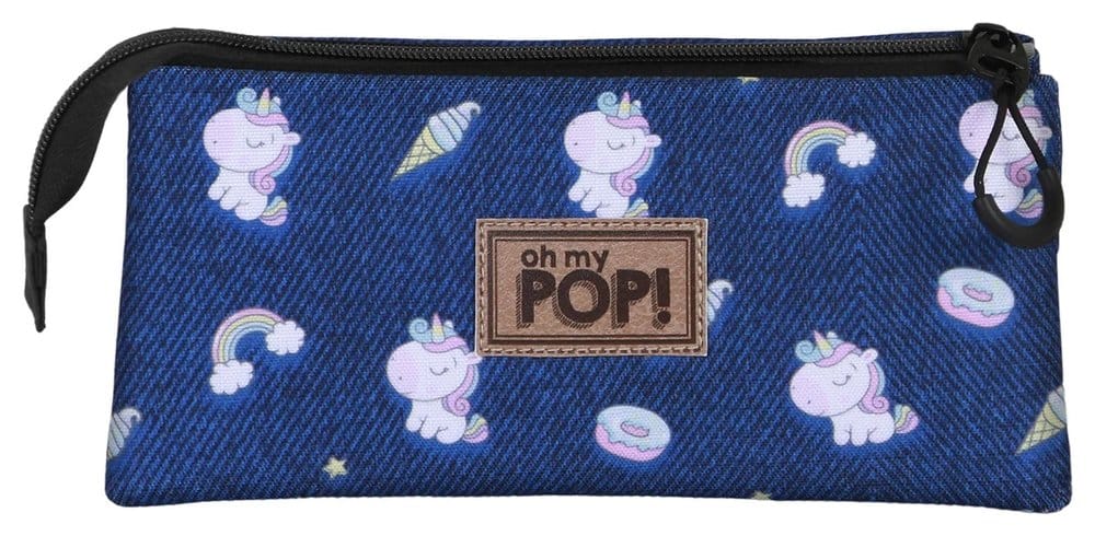 Oh My Pop! Triple Pencil case Sweety Dark Blue