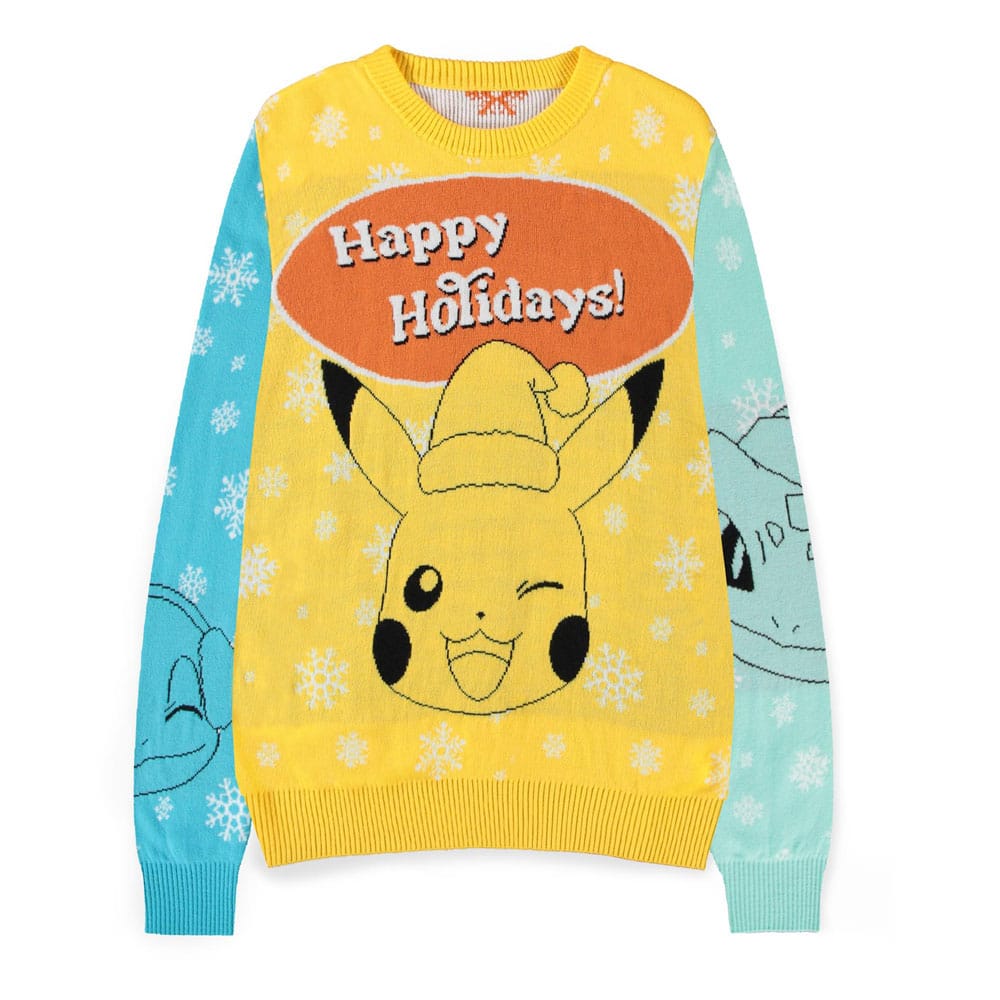 Pokémon Sweater Pikachu, Bulbasaur, Squirtle & Charmender (Christmas Jumper) Size L