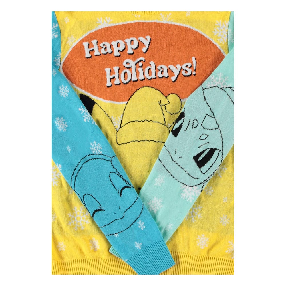 Pokémon Sweater Pikachu, Bulbasaur, Squirtle & Charmender (Christmas Jumper) Size L