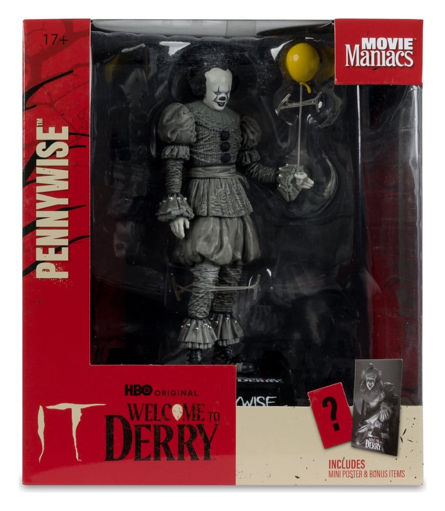 It Welcome to Derry Movie Maniacs Figure Pennywise (Black & White) 16 cm