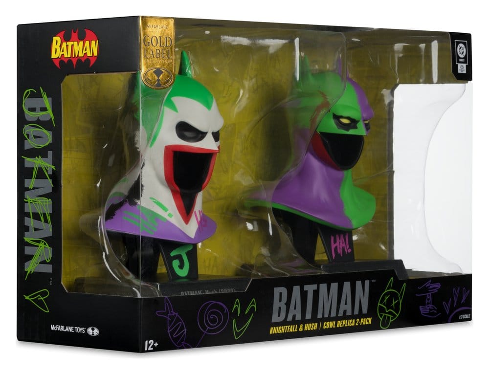 Batman DC Direct Mini Replica 1/3  2-pack Batman Cowls Hush & Knightfall (Jokerized) (Gold Label) 18 cm