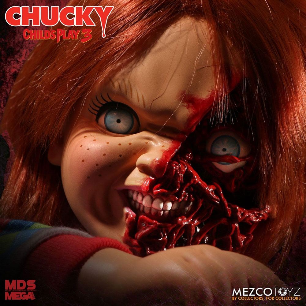 Child's Play 3 Designer Series Talking Pizza Face Chucky 38 cm