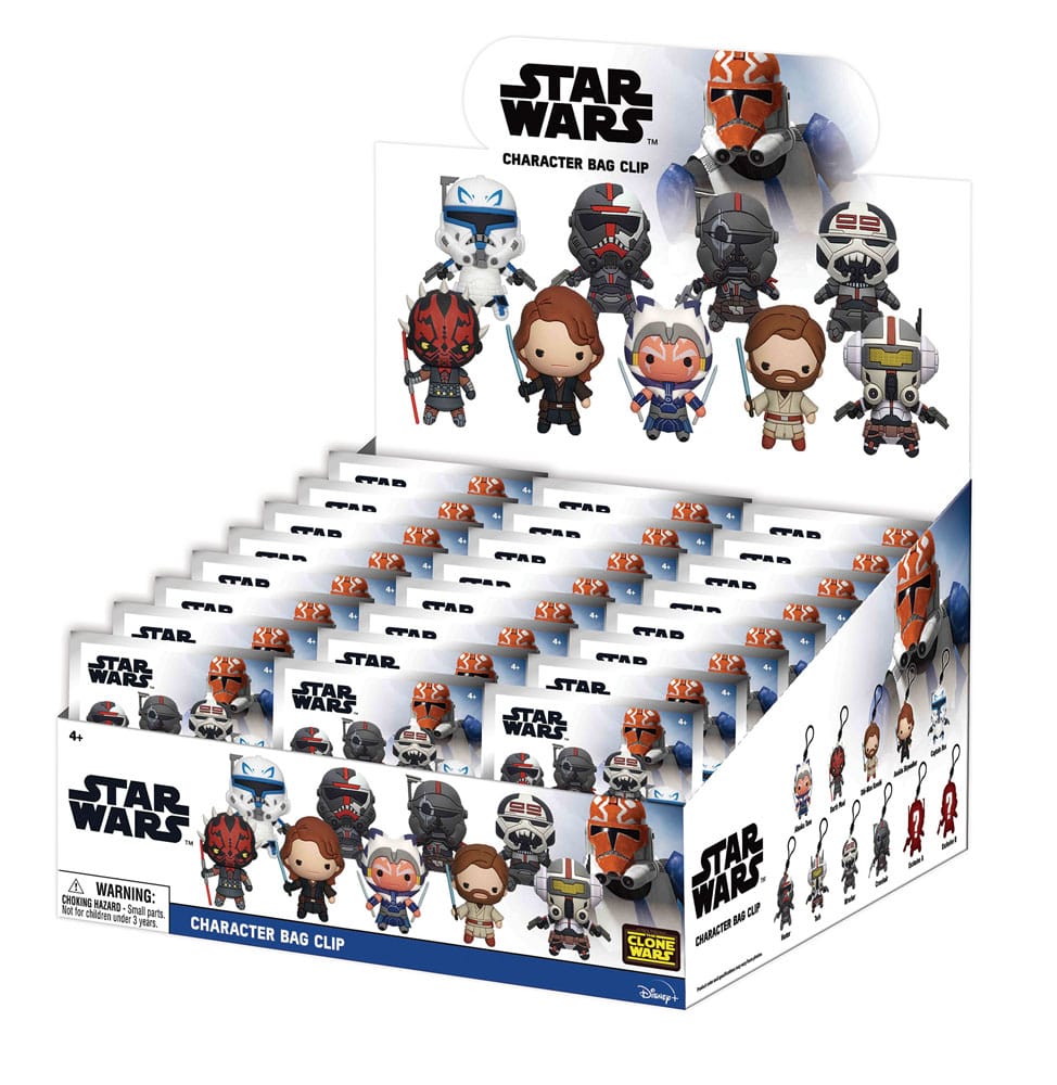 Star Wars Clone Wars 3D PVC Bag Clips  Series 4 Display (24)