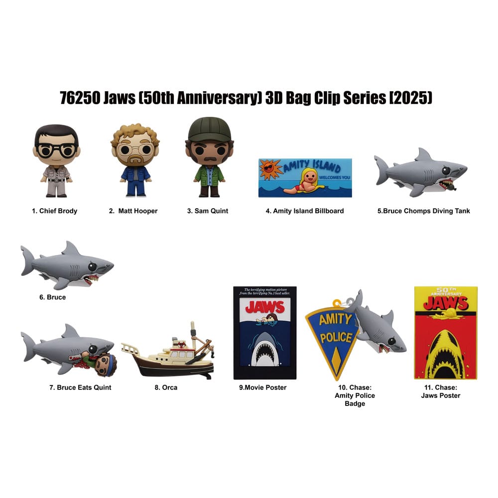 Jaws 3D PVC Bag Clips 50th Anniversary Series 1 Display (24)