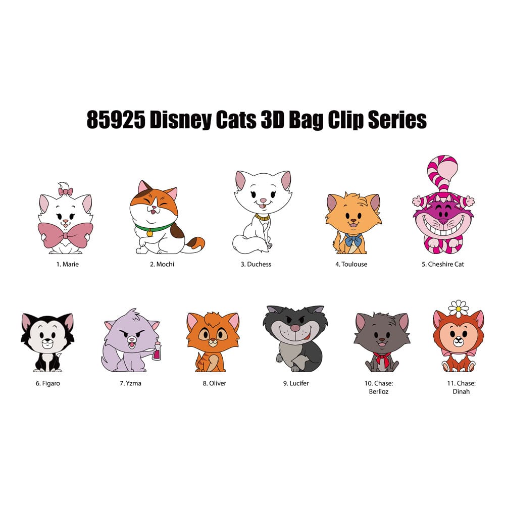 Disney Cats 3D Foam Bag Clips Series 69 Display (24)