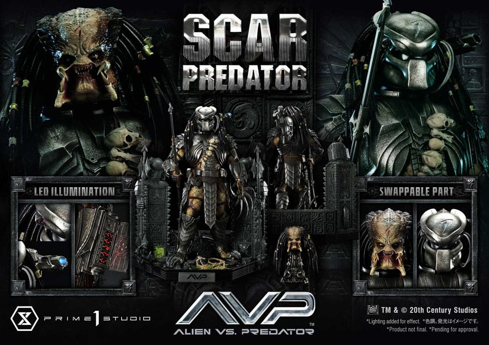 Der Außerirdische vs. Predator Museum Masterline Series Statue 1/3 Scar Predator Deluxe Bonus Version 93 cm