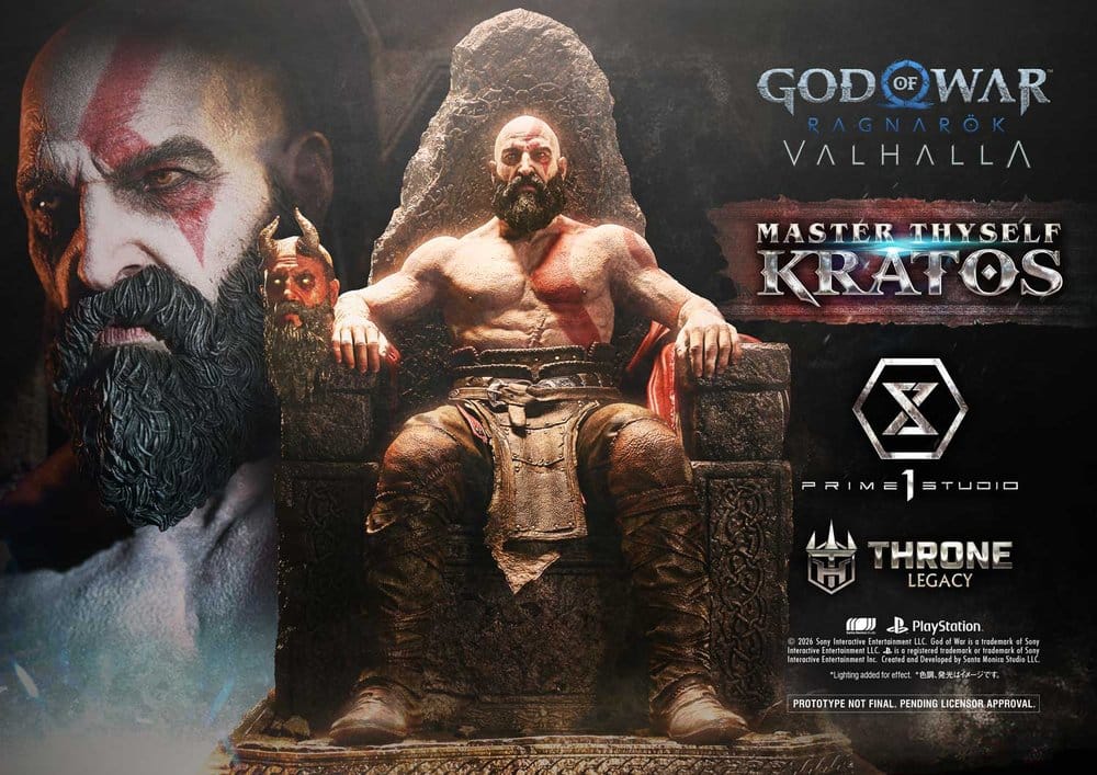 Throne Legacy God of War Series Statue 1/3 Ragnarok Master Thyself Kratos  67 cm