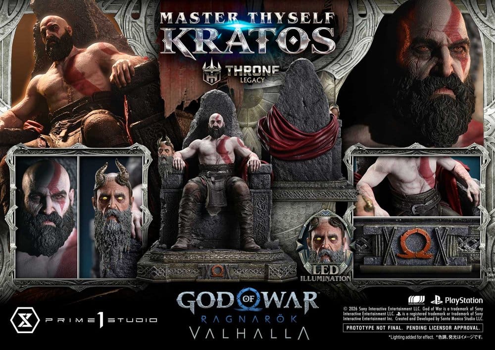 Throne Legacy God of War Series Statue 1/3 Ragnarok Master Thyself Kratos  67 cm