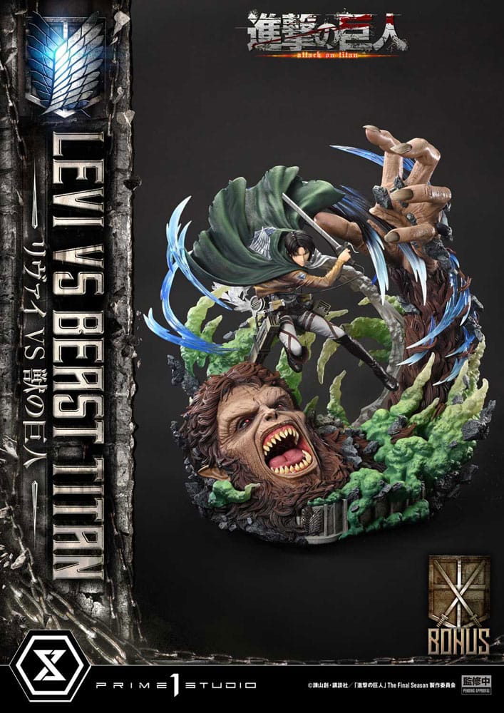 Attack on Titan Ultimate Premium Masterline Series Statue 1/4 Levi Versus Beast Titan Bonus Version 73 cm