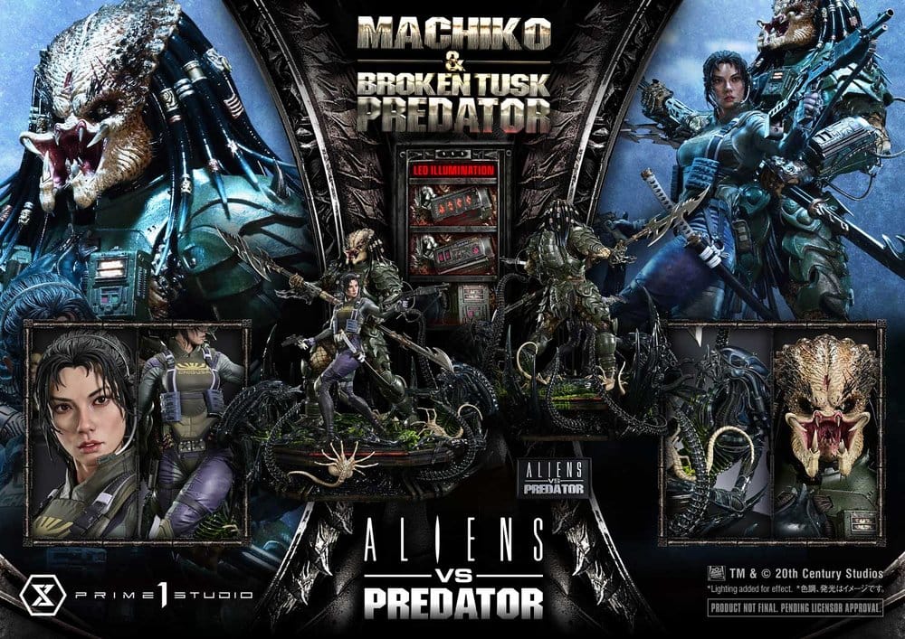 Aliens vs. Predator (Comic) Ultimate Premium Masterline Statue 1/4 Machiko & Broken Tusk Predator 79 cm