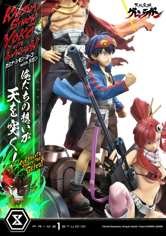 Gurren Lagann Ultimate Premium Masterline Series Statue 1/4 Kamina, Simon &amp; Yoko mit Lagann Deluxe Bonus Version 97 cm