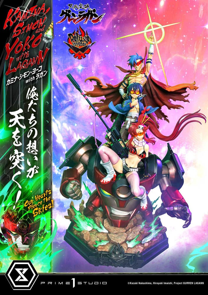 Gurren Lagann Ultimate Premium Masterline Series Statue 1/4 Kamina, Simon &amp; Yoko mit Lagann Deluxe Bonus Version 97 cm