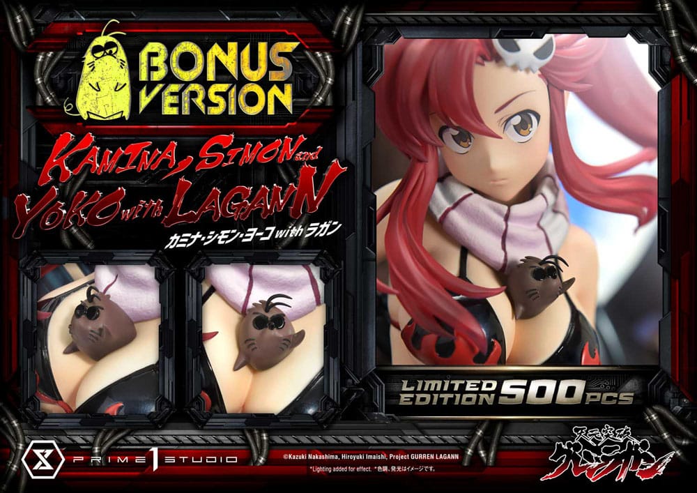 Gurren Lagann Ultimate Premium Masterline Series Statue 1/4 Kamina, Simon &amp; Yoko mit Lagann Deluxe Bonus Version 97 cm