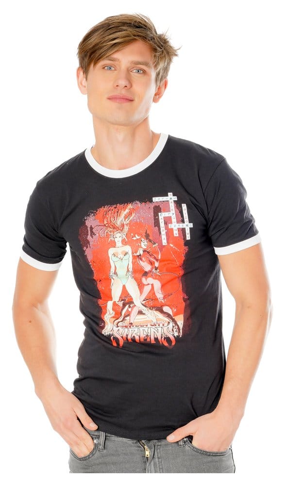 Gotham City Sirens T-Shirt Crossword Black Ringer Size XL