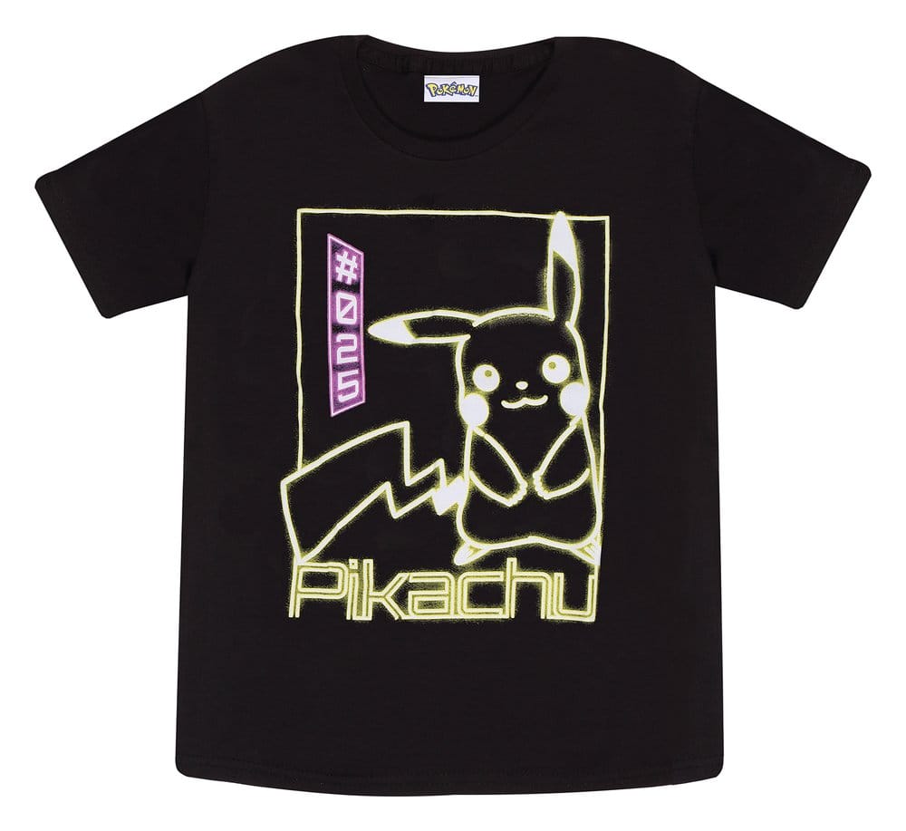 Pokémon T-Shirt Pikachu Neon Black 9-11 Years