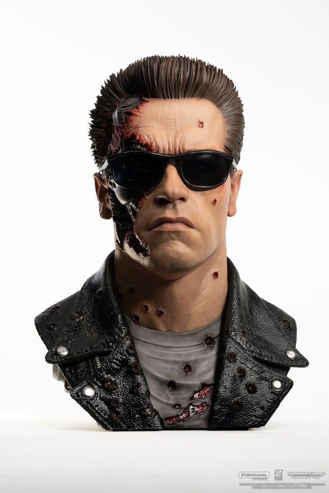 Terminator 2 Prop 1:1 T-800 Model 101 Battle Damaged Art Mask 47 cm