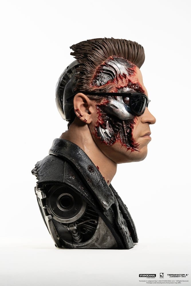 Terminator 2 Prop 1:1 T-800 Model 101 Battle Damaged Art Mask 47 cm