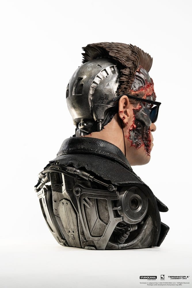 Terminator 2 Prop 1:1 T-800 Model 101 Battle Damaged Art Mask 47 cm