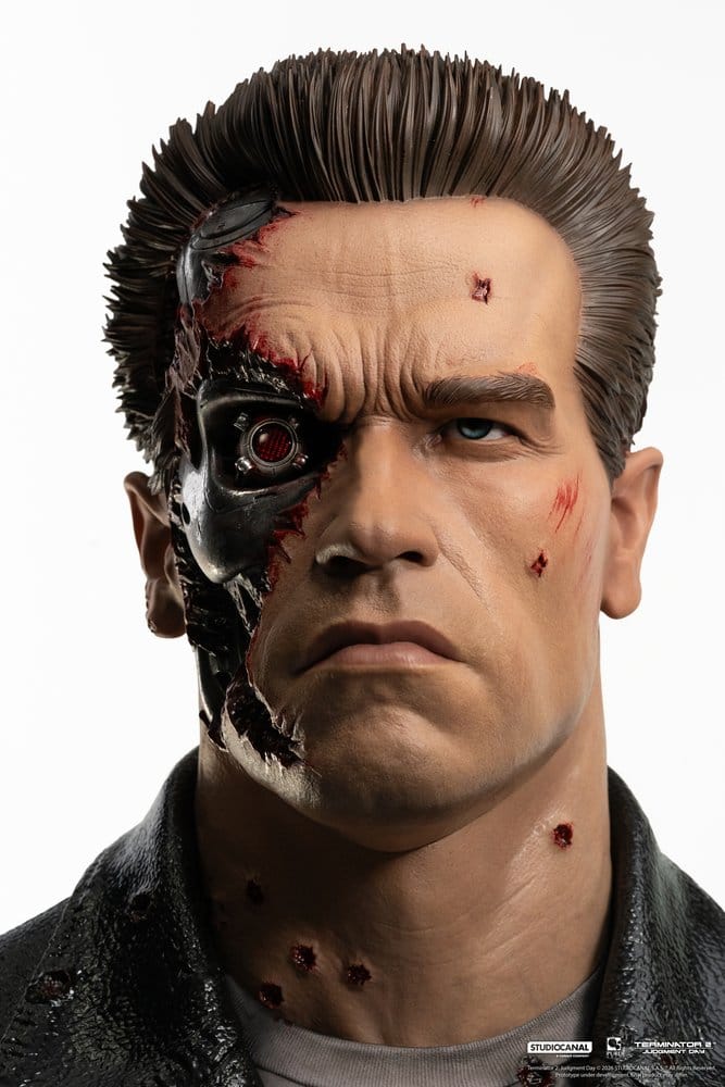 Terminator 2 Prop 1:1 T-800 Model 101 Battle Damaged Art Mask 47 cm