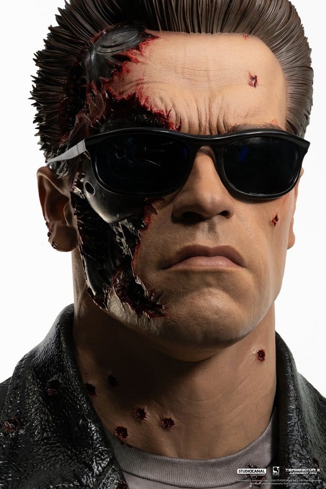 Terminator 2 Prop 1:1 T-800 Model 101 Battle Damaged Art Mask 47 cm