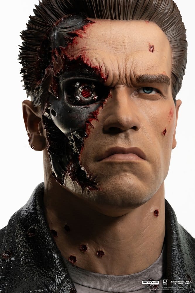 Terminator 2 Prop 1:1 T-800 Model 101 Battle Damaged Art Mask 47 cm