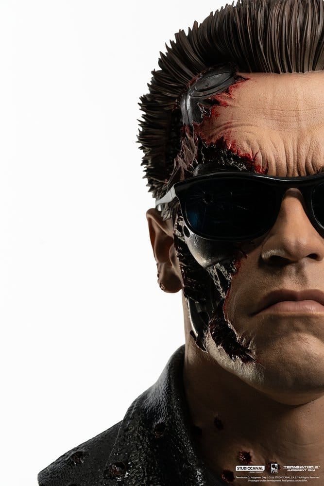 Terminator 2 Prop 1:1 T-800 Model 101 Battle Damaged Art Mask 47 cm