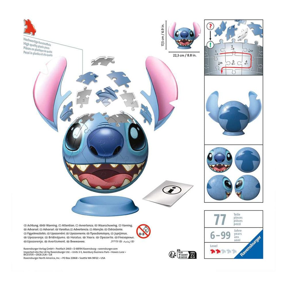 Lilo &amp; Stitch 3D-Puzzleball mit Ohrenstich (72 Teile)