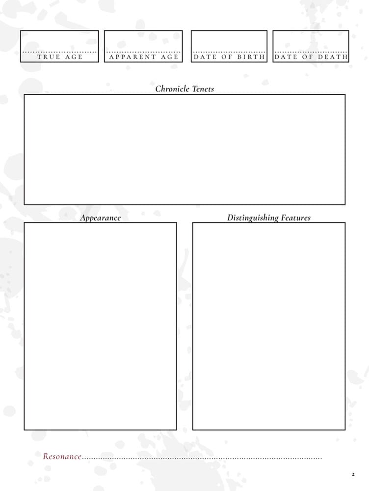Vampire: The Masquerade 5th Edition RPG Journal Expanded Character Sheet Journal *English Version*
