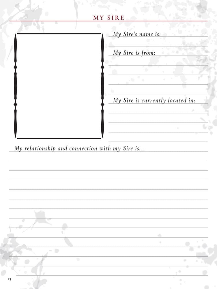 Vampire: The Masquerade 5th Edition RPG Journal Expanded Character Sheet Journal *English Version*