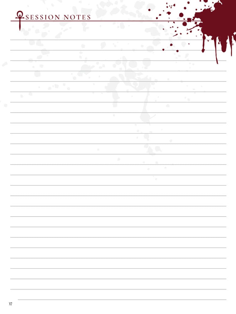 Vampire: The Masquerade 5th Edition RPG Journal Expanded Character Sheet Journal *Englische Version*